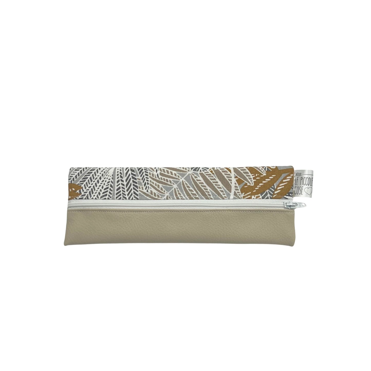 Astuccio in Ecopelle e Canvas Stampato - Eleonora beige