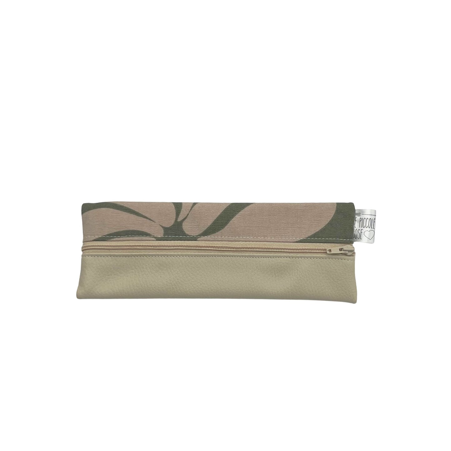 Astuccio in Ecopelle e Canvas Stampato - Ottavia beige