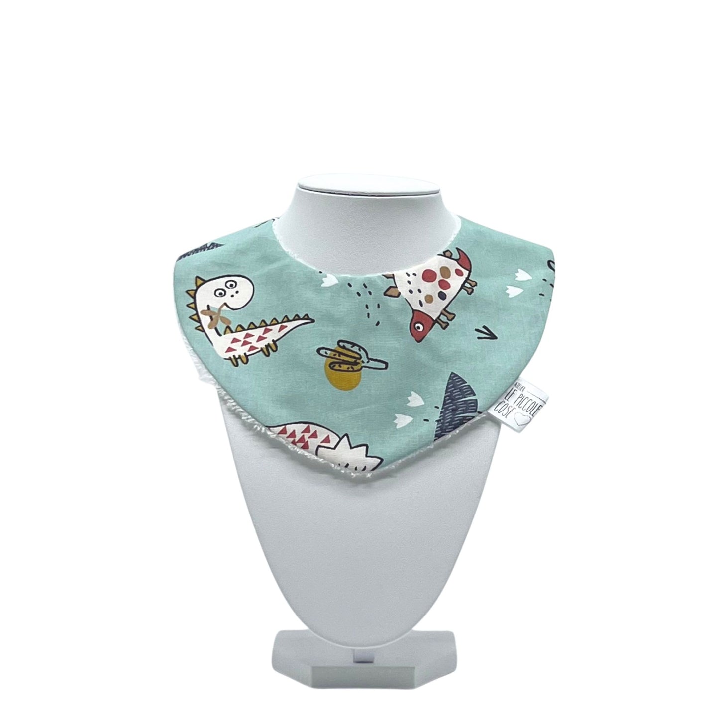 Bavaglino in cotone stampato e spugna di bambù - Dinosauri