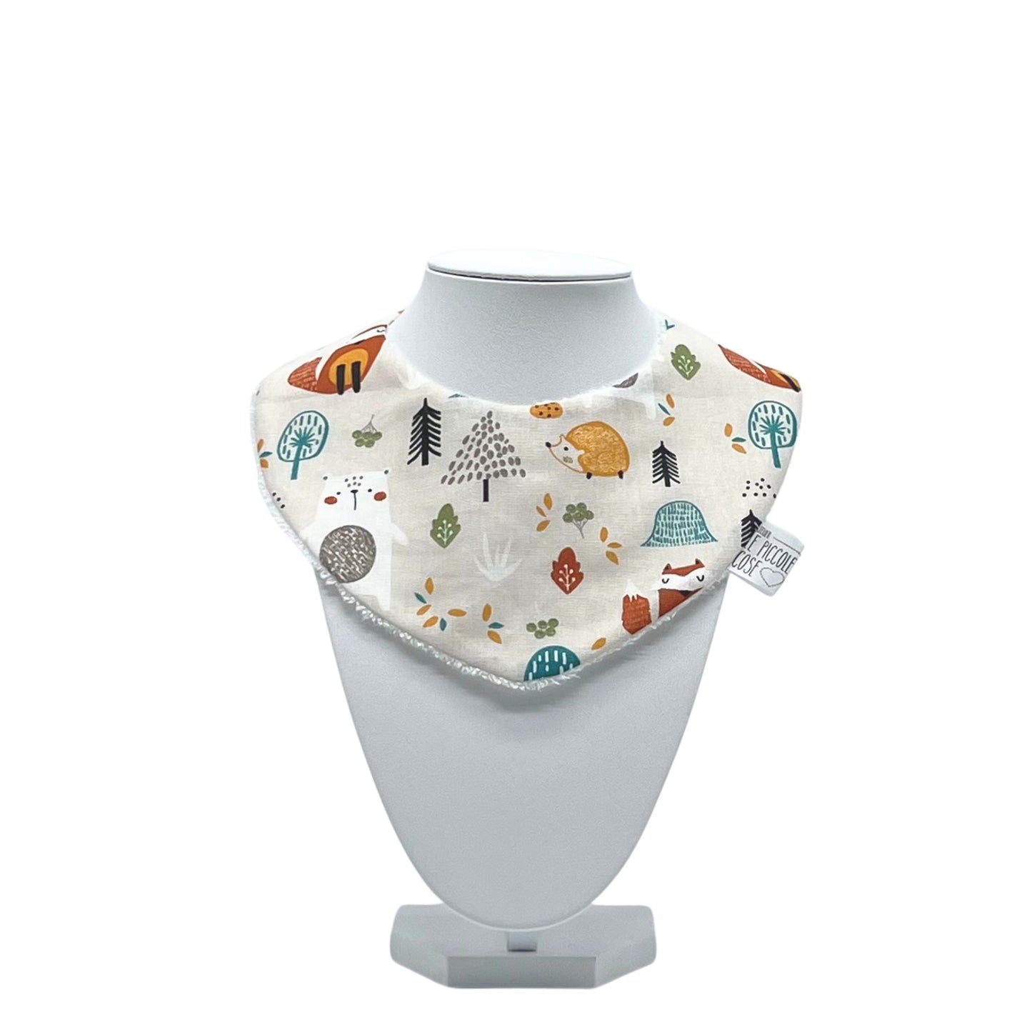 Bavaglino in cotone stampato e spugna di bambù - Foresta bianca