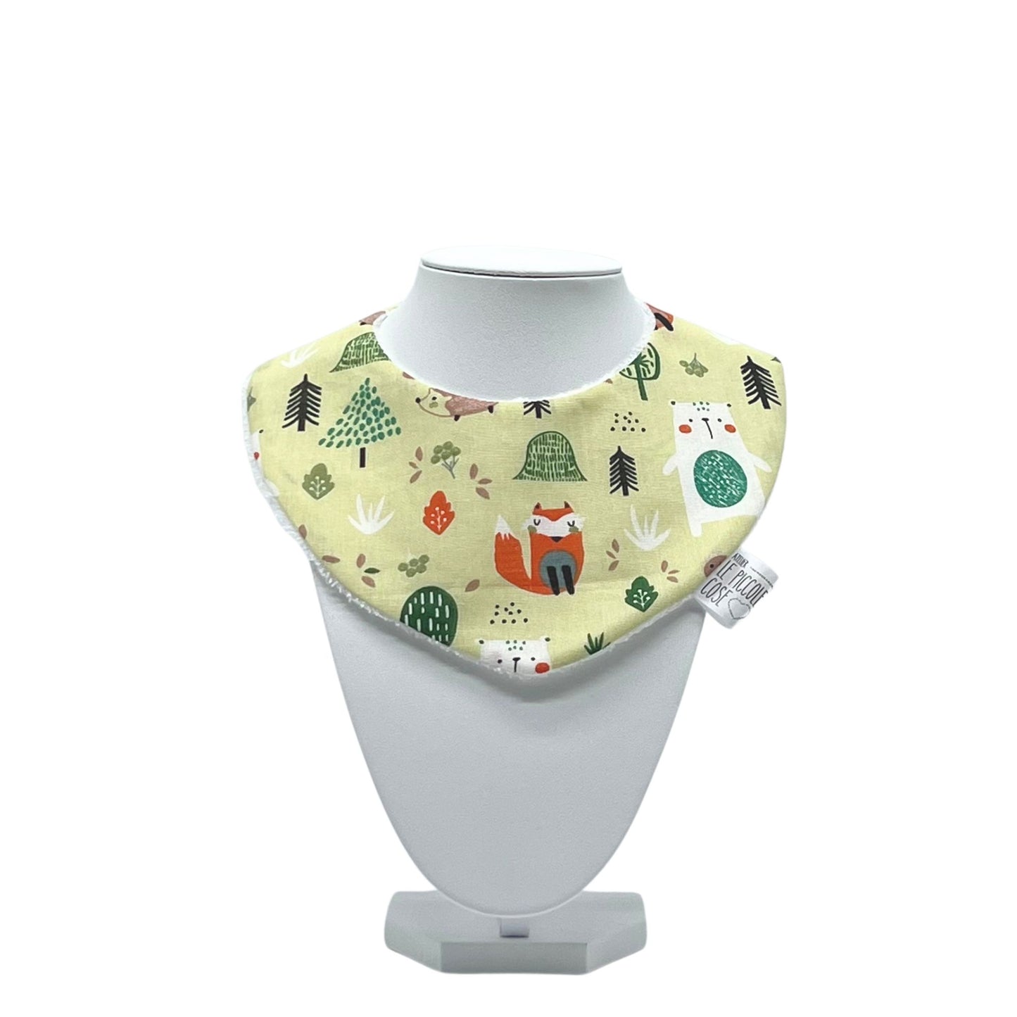 Bavaglino in cotone stampato e spugna di bambù - Foresta verde