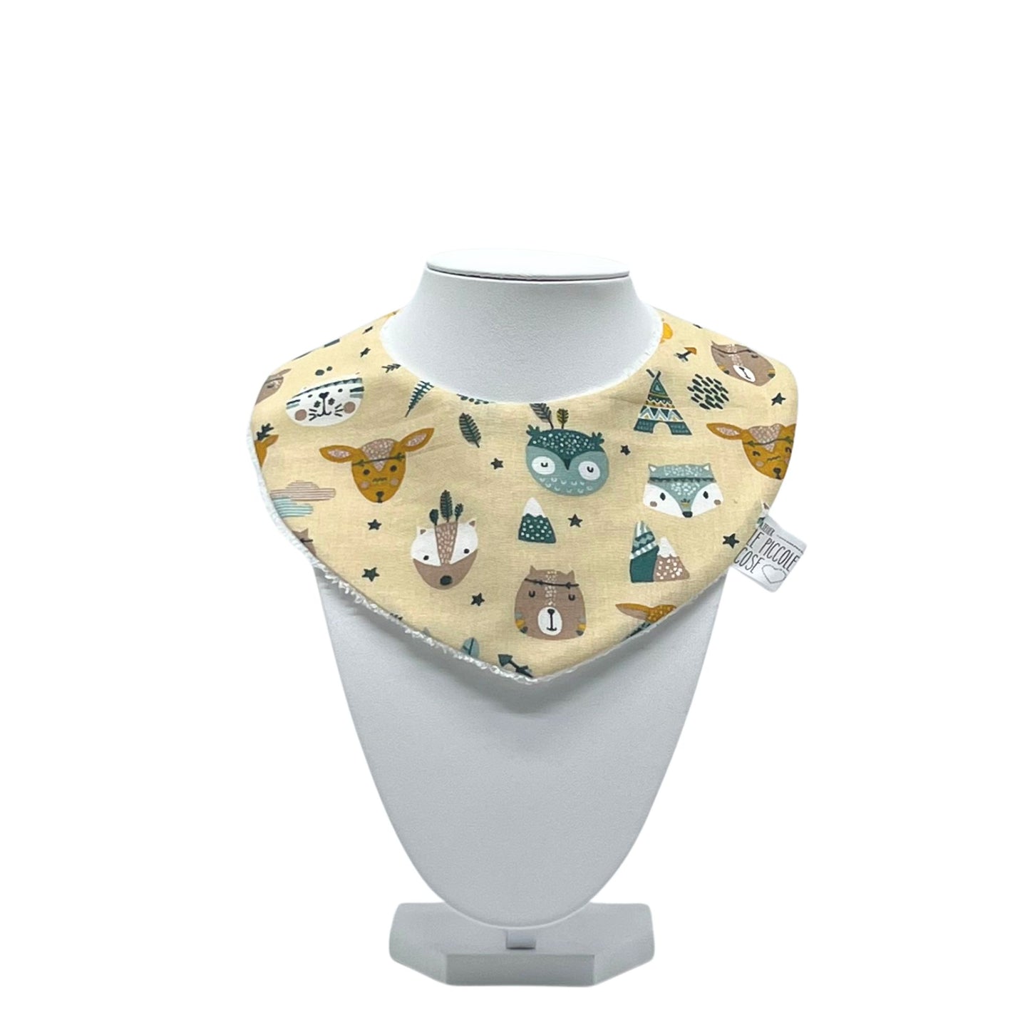 Bavaglino in cotone stampato e spugna di bambù - Indiano giallo