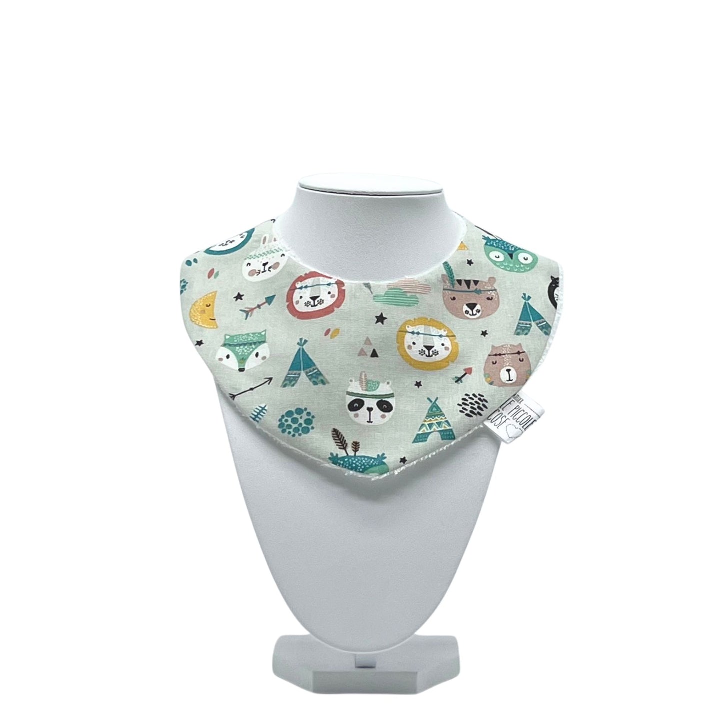 Bavaglino in cotone stampato e spugna di bambù - Indiano verde