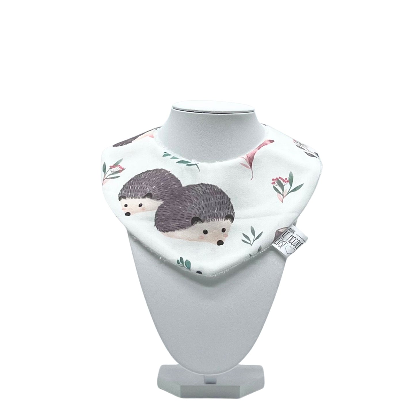 Bavaglino in cotone stampato e spugna di bambù - Ricci