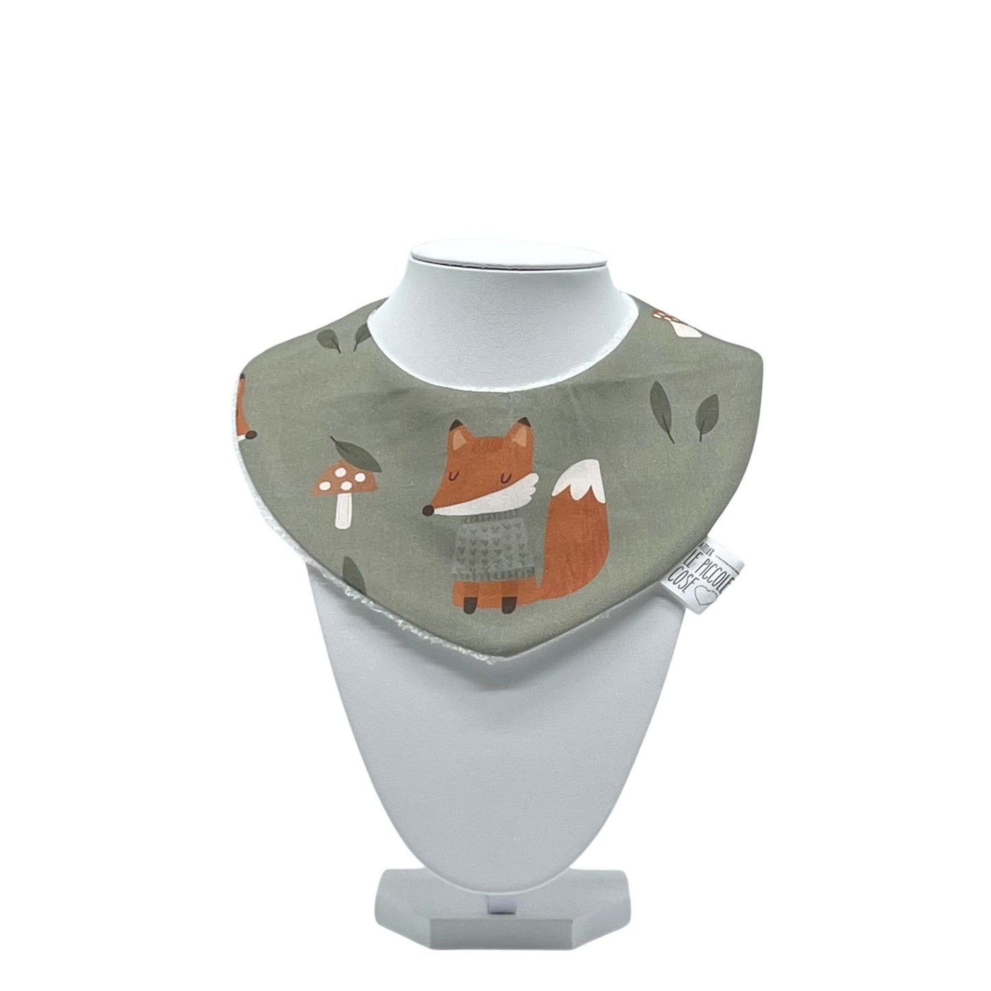 Bavaglino in cotone stampato e spugna di bambù - Volpe Olivia