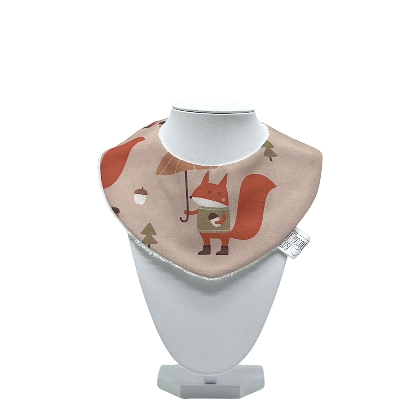 Bavaglino in cotone stampato e spugna di bambù - Volpe ombrello