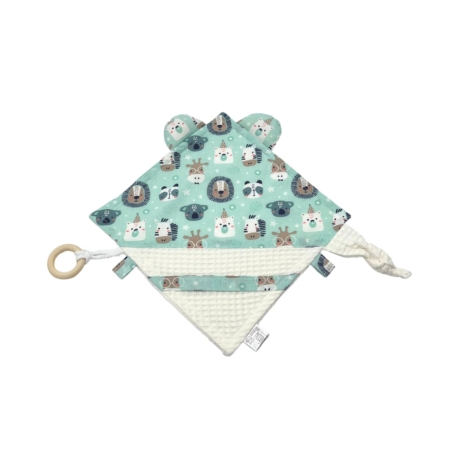 Doudou sensoriale in cotone stampato e spugna di bambù - Polison acqua