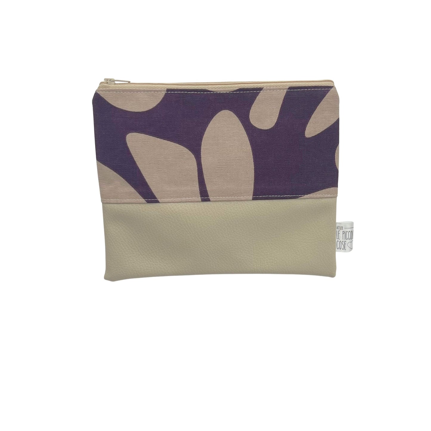 Pochette in Ecopelle e Canvas Stampato - Mila beige