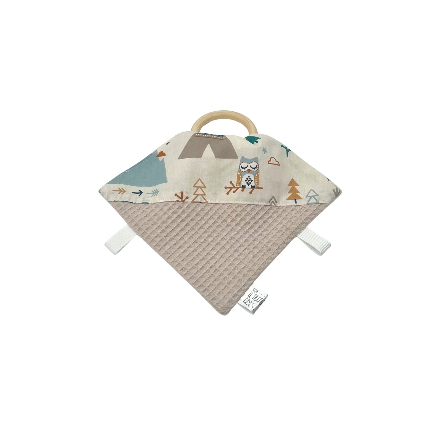 Quadrato sensoriale in cotone stampato e spugna di bambù - Adventures beige