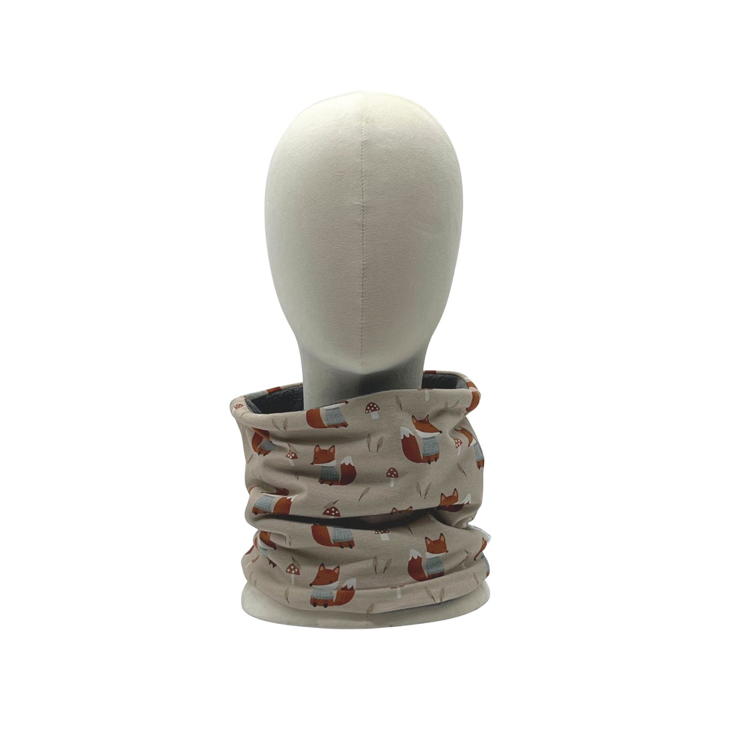 Scaldacollo bambino in Jersey Stampato - Volpi beige