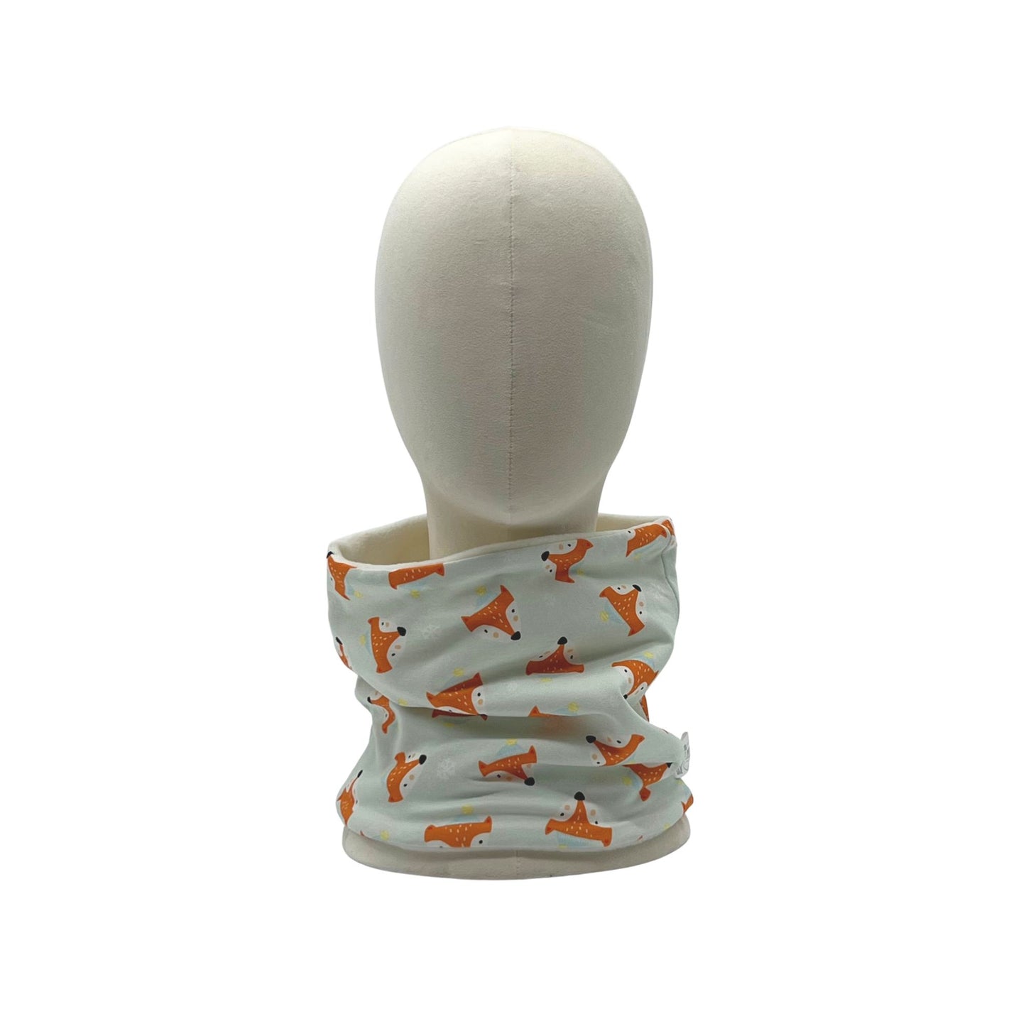 Scaldacollo bambino in Jersey Stampato - Volpi celeste