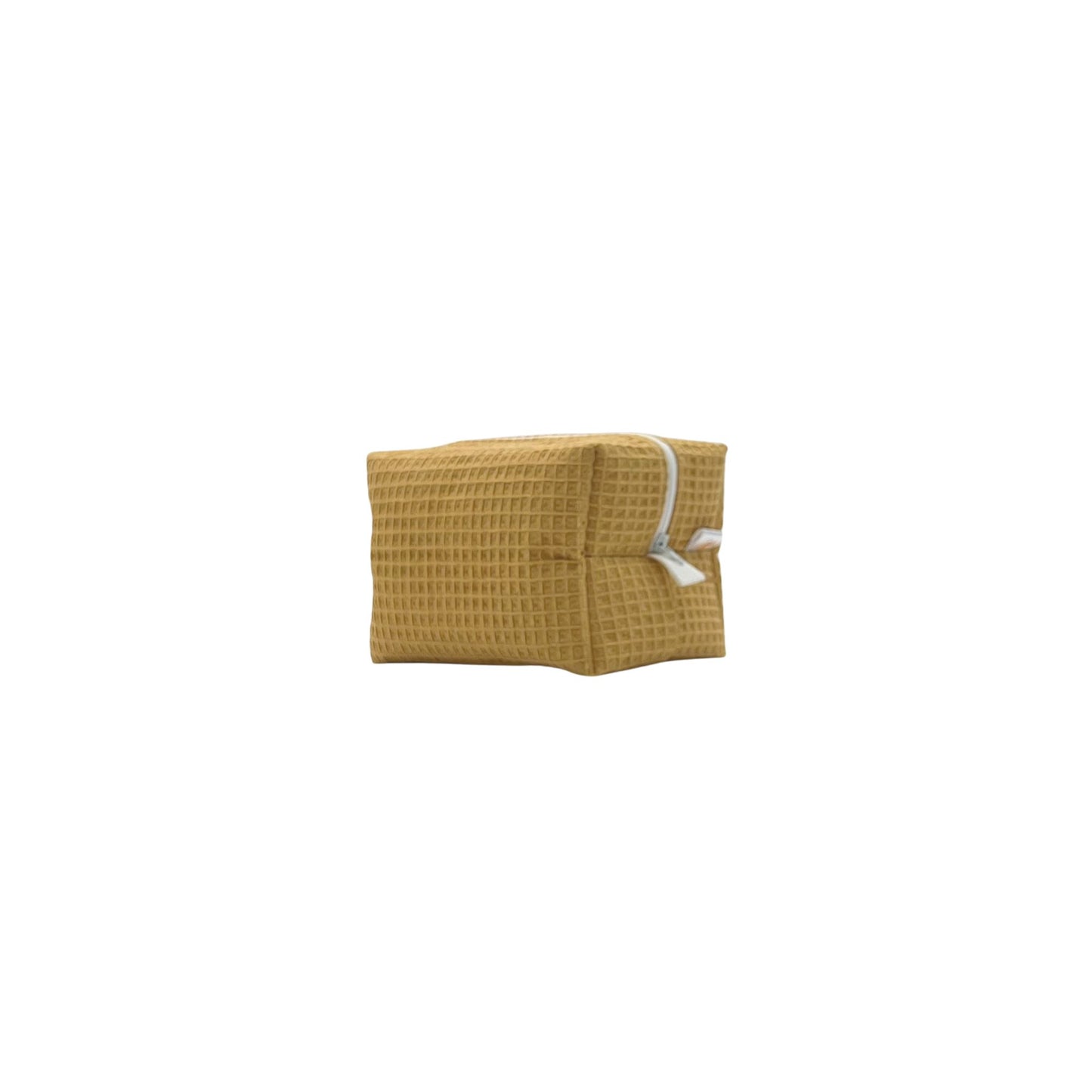 Trousse beauty in cotone nido d'ape - Senape