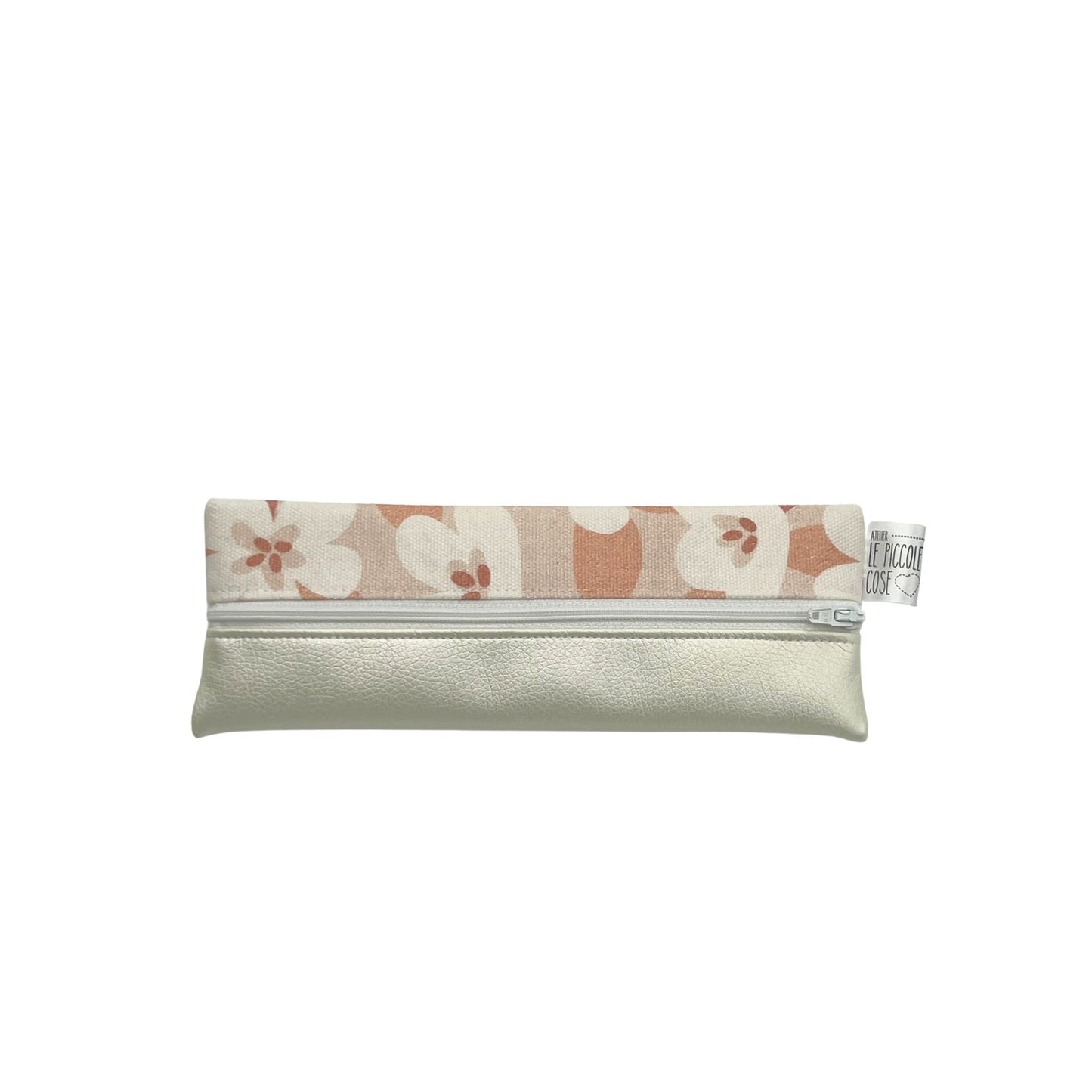 Astuccio in Ecopelle e Canvas Stampato - Selene bianco perlato
