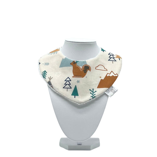 Bavaglino in cotone stampato e spugna di bambù - Adventures beige