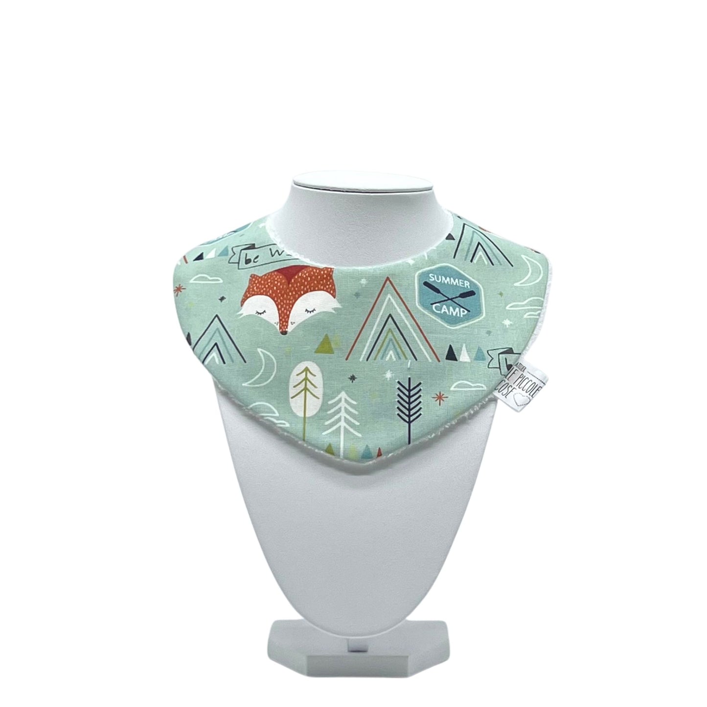 Bavaglino in cotone stampato e spugna di bambù - Adventures verde