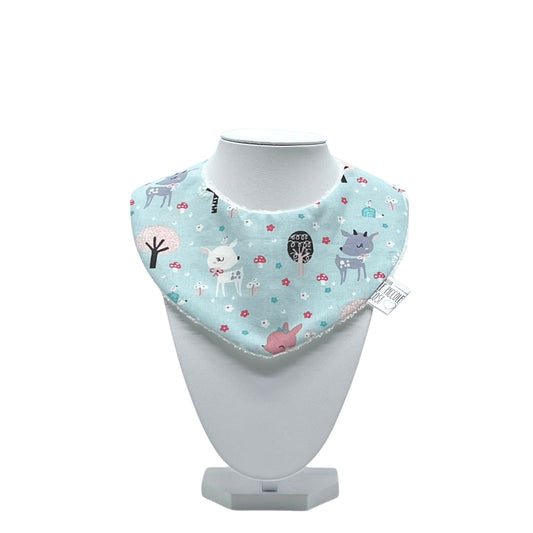 Bavaglino in cotone stampato e spugna di bambù - Cerbiatti azzurro