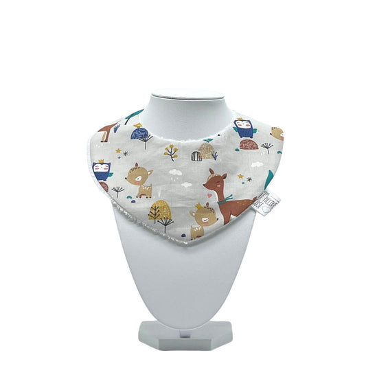 Bavaglino in cotone stampato e spugna di bambù - Cerbiatto