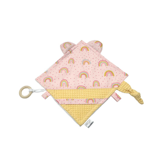 Doudou sensoriale in cotone stampato e spugna di bambù - Arcobaleni