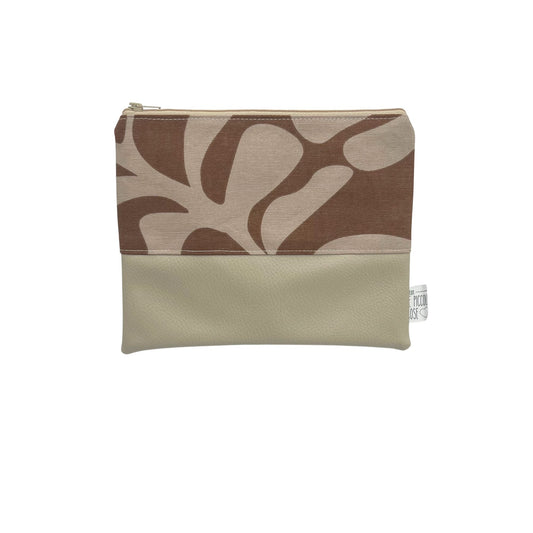 Pochette in Ecopelle e Canvas Stampato - Dafne beige