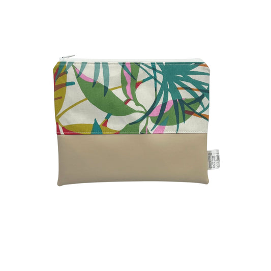 Pochette in Ecopelle e Canvas Stampato - Elara beige