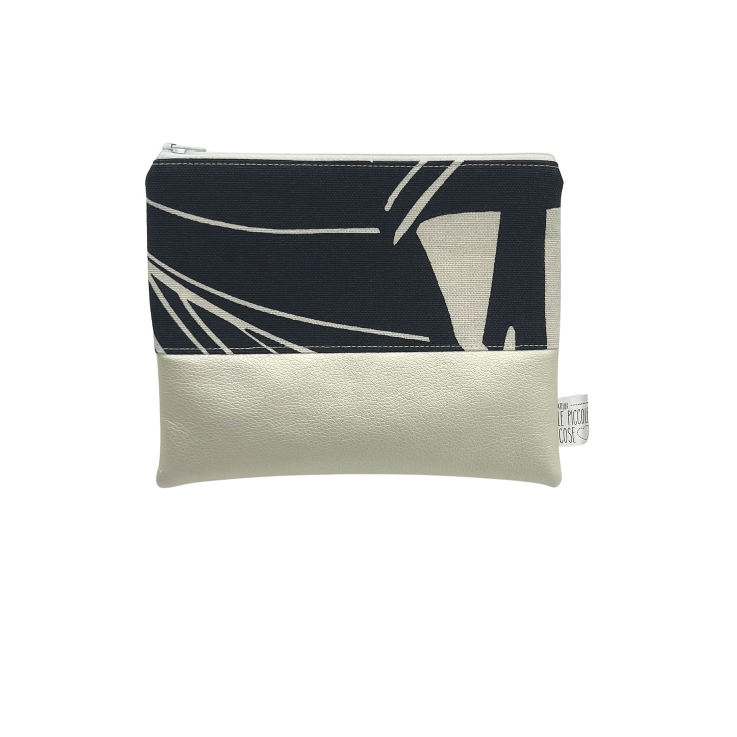 Pochette in Ecopelle e Canvas Stampato - Noemi bianco perlato
