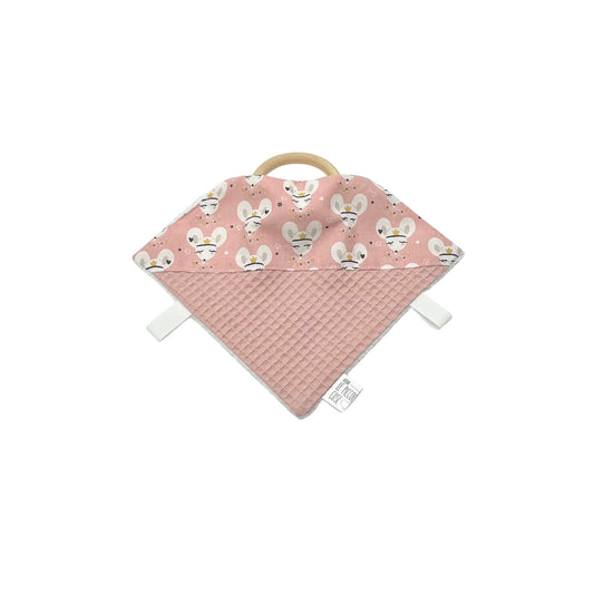 Quadrato sensoriale in cotone stampato e spugna di bambù - Topine