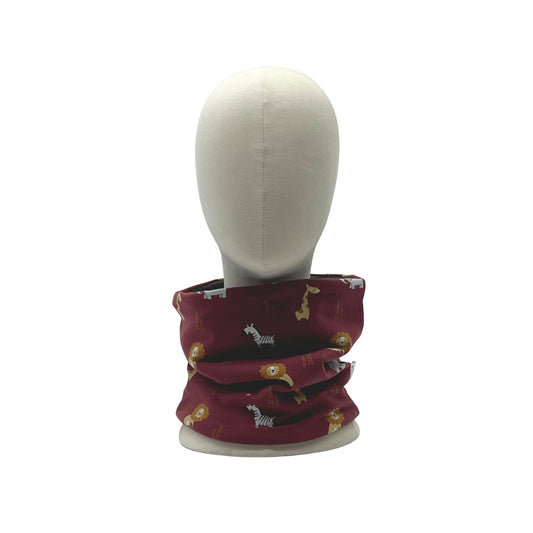 Scaldacollo bambino in Jersey Stampato - Savana bordeaux